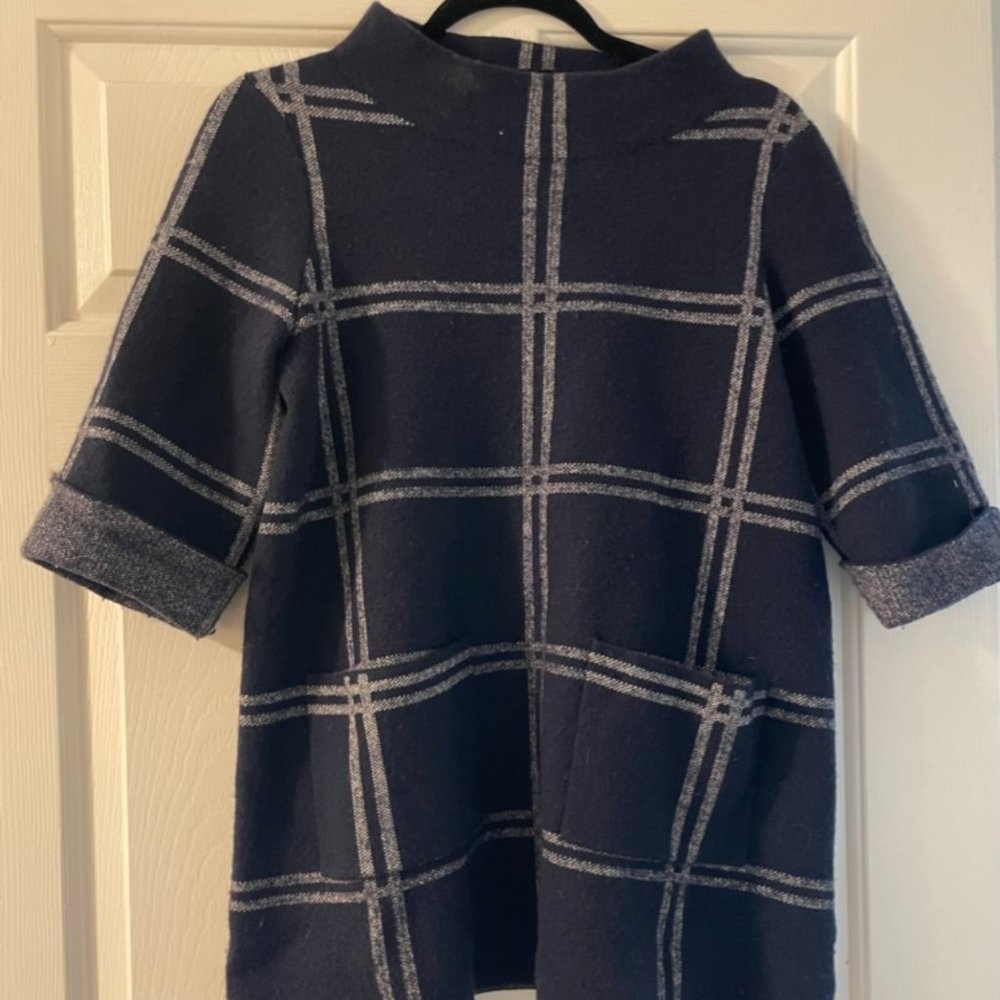 Anthropologie Moth Blue Plaid Wool Sweater